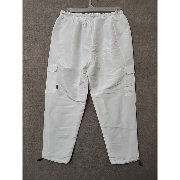 Adidas Lightweight Pull On Cargo Pants Womens L White Shimmer Drawstring - Picture 6 of 9